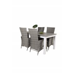 Albany Table - 160/240 - White/GreyPadova Chair (Recliner) - Grey/Grey_4