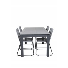 Albany Table - 152/210 - Black/Grey+Lindos Chair - Black/Grey_4