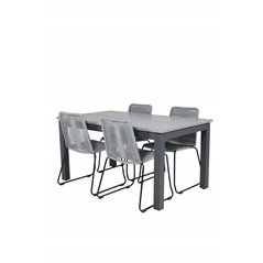 Albany Table - 152/210 - Black/Grey+Lindos Chair - Black/Grey_4