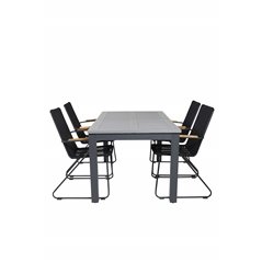 Albany Table - 152/210 - Black/Grey+Bois Armchair - Black Alu / Black Rope / Acacia_4