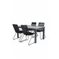 Albany Table - 152/210 Black/Grey+Bois Armchair - Black Alu / Black Rope