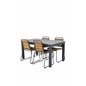 Albany Table - 152/210 - Black/Grey+Bois Dining Chair - Black Alu / Acacia