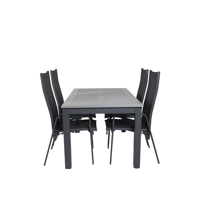 Albany Table - 152/210 Black/Grey+Copacabana Recliner Chair - Black/Black_4