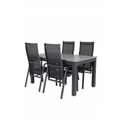 Albany Table - 152/210 - Black/Grey+Copacabana Recliner Chair - Black/Black_4