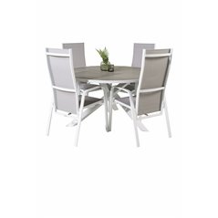 Parma Table ø 140 - White/Grey, Copacabana Recliner Chair - White/Grey_4