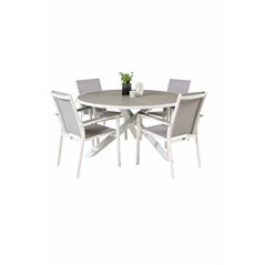 Parma Table ø 140 - White/Grey, Parma Chair - White/Grey_4