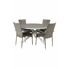 Parma Table ø 140 - White/Grey, Anna Chair - Grey_4