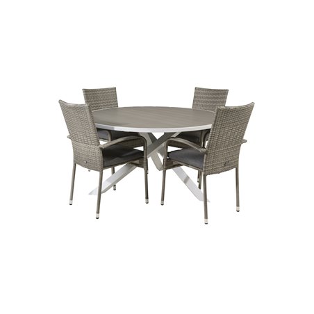 Parma Table ø 140 - White/Grey, Anna Chair - Grey_4