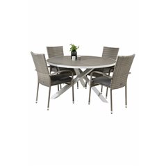 Parma Table ø 140 - White/Grey, Anna Chair - Grey_4