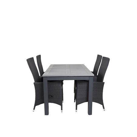 Albany Table - 152/210 - Black/Grey+Padova Chair (Recliner) - Black/Grey_4