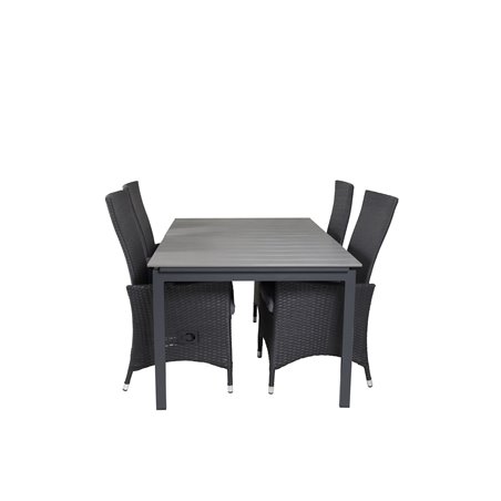 Levels Table 160/240 - Black/Grey, Padova Chair (Recliner) - Black/Grey_4