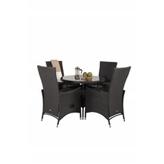 Volta Table ø 90 - Black/Glass, Padova Chair (Recliner) - Black/Grey_4