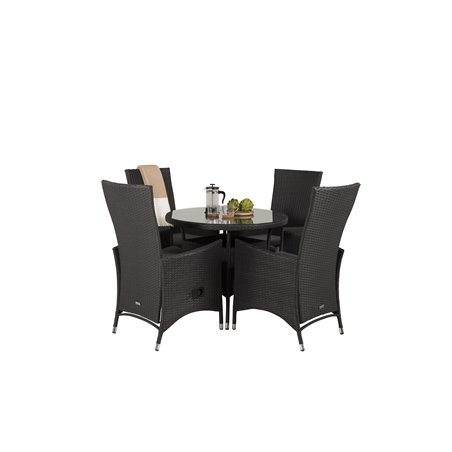 Volta Table ø 90 - Black/Glass, Padova Chair - Black/Grey_4