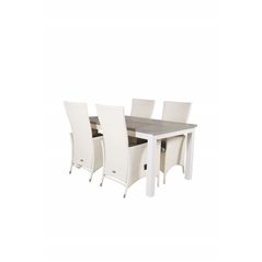 Albany Table - 160/240 - White/GreyPadova Chair (Recliner) - White/Grey_4