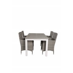 Albany Table - 160/240 - White/GreyMalin Armchair - Grey/Grey_4