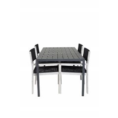 Break Table 150*90 - Black/Black, Rives Arm Chair - White Wash Acacia / Black Rope_4