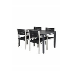 Break Table 150*90 - Black/Black, Rives Arm Chair - White Wash Acacia / Black Rope_4