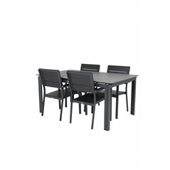 Levels Table 160/240 - Black/Grey, Levels Chair (stackable) - Black Alu / Black Aintwood_4