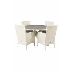 Parma Table ø 140 - White/Grey, Malin Karmstol med dyna - Vit / grå dyna_4