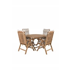 Kenya Round Dining Table ø120cm - Teak, Kenya 5-position Folding Chair - Teak_4