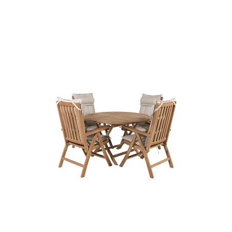 Kenya Round Dining Table ø120cm - Teak, Kenya 5-position Folding Chair - Teak_4