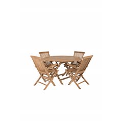 Kenya Round Dining Table ø120cm - Teak, Kenya Folding Chair - With Armrest - Teak_4