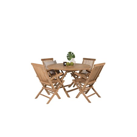 Kenian pyöreä ruokapöytä 120cm - Teak Kenya Folding Chair – With Armrest – Teak_4 (käytetty)