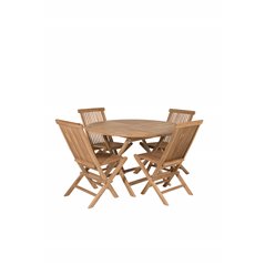 Kenya Round Dining Table ø120cm - Teak, Kenya Folding Chair w/o Armrest - Teak_4