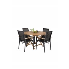 Kenya Round Dining Table ø120cm - Teak, Texas Chair - Black/Teak_4