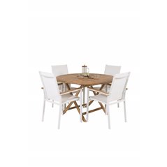 Kenya Round Dining Table ø120cm - Teak, Texas Chair - White/Teak_4