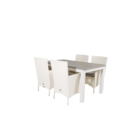 Albany Table - 160/240 - Valkoinen/GreyMalin Carmstol Dyna - White / Gray Dyna