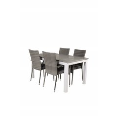 Albany Table - 160/240 - White/GreyAnna Chair - Grey_4