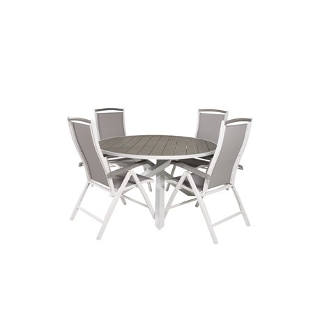 Parma Table ø 140 - White/Grey, Albany 5:pos Chair - White/Grey_4