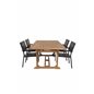 Kenya Dining Table 195/295*110*H75 - Teak, Levels Chair - Black Alu / Black Aintwood