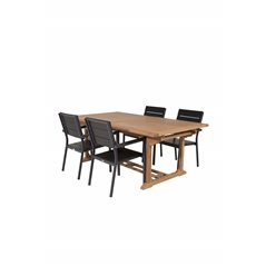 Kenya Dining Table 195/295*110*H75 - Teak, Levels Chair - Black Alu / Black Aintwood