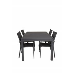 Marbella-pöytä 160/240 - Black/Black, Parma Chair - Black/Grey_4