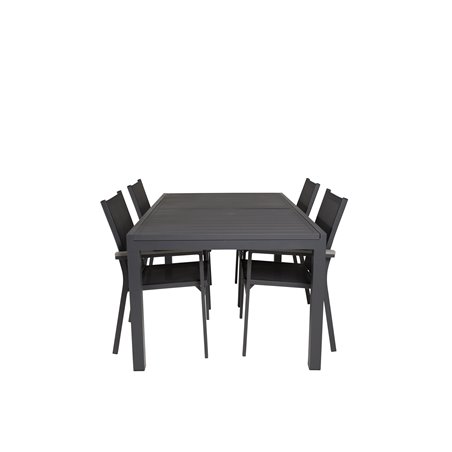 Marbella-pöytä 160/240 - Black/Black, Parma Chair - Black/Grey_4