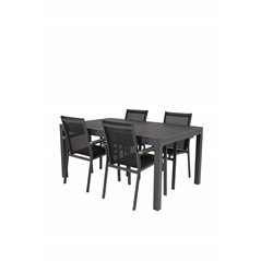 Marbella Table 160/240 - Black/Black, Parma Chair - Black/Grey_4