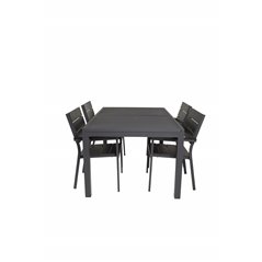 Marbella Table 160/240 - Black/Black, Levels Chair (stackable) - Black Alu / Black Aintwood_4