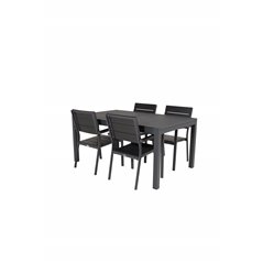 Marbella Bord 160/240 - Sort / Sort, Levels Chair (stabelbar) - Sort Alu / Sort Aintwood_4