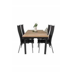 Mexico Table 160/240*90 - Black/Teak, Copacabana Recliner Chair - Black/Black_4