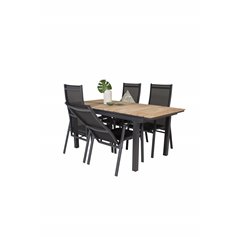 Mexico Table 160/240*90 - Black/Teak, Copacabana Recliner Chair - Black/Black_4