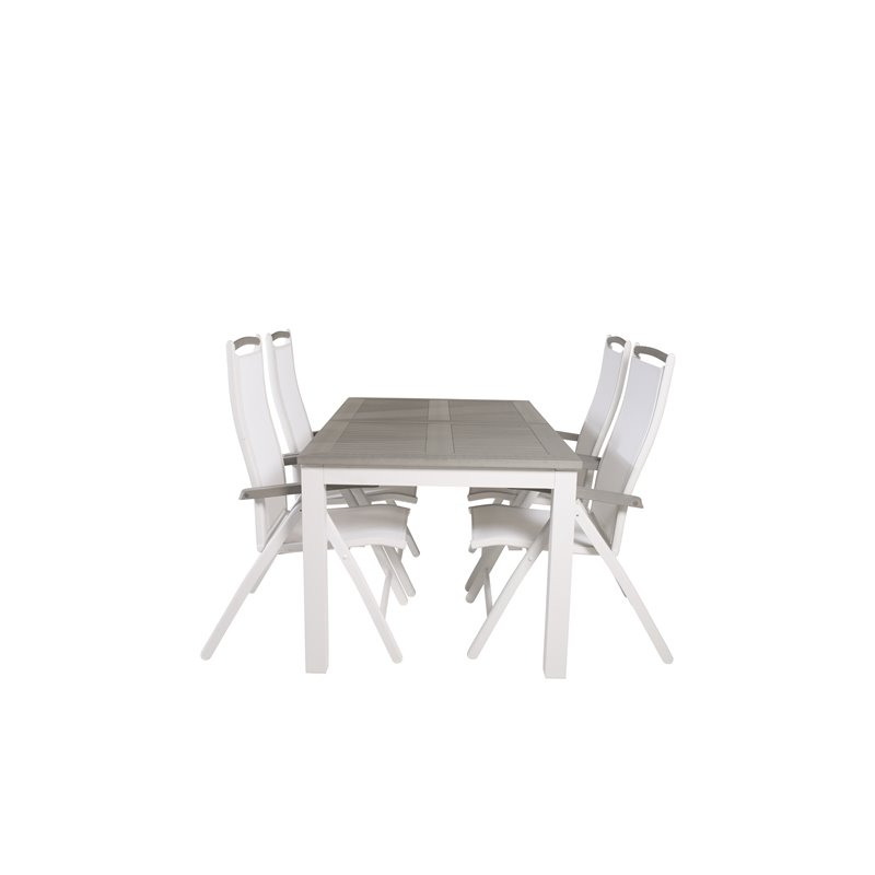 Albany Table - 160/240 - White/GreyAlbany 5:pos Stol - Valkoinen alumiini/valkoinen tekstiili