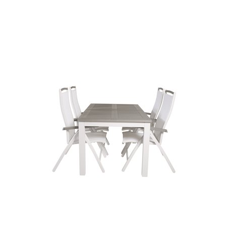 Albany Table - 160/240 - White/GreyAlbany 5:pos Stol - Vit Aluminium/vit textilene/aintwood_4