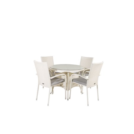 Volta Table ø 90 - White/Glass, Anna Chair - White_4