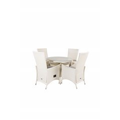 Volta Table ø 90 - White/Glass, Padova Chair