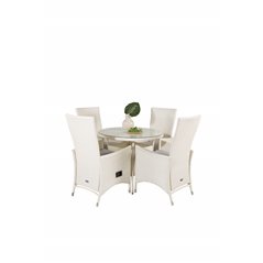 Volta Table ø 90 - White/Glass, Padova Chair (Recliner) - White/Grey_4