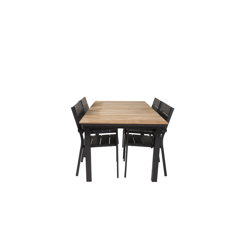 Meksikon pöytä 160/240*90 - Black/Teak, Levels Chair - Black Alu / Black Aintwood