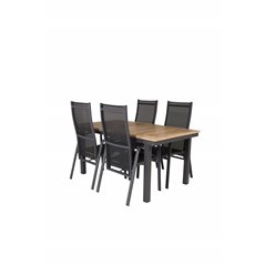 Panama Table 160/240 - Black/Teak, Copacabana Recliner Chair - Black/Black_4