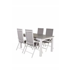 Albany Table - 160/240 - White/GreyBreak 5:pos Chair - White/Grey_4